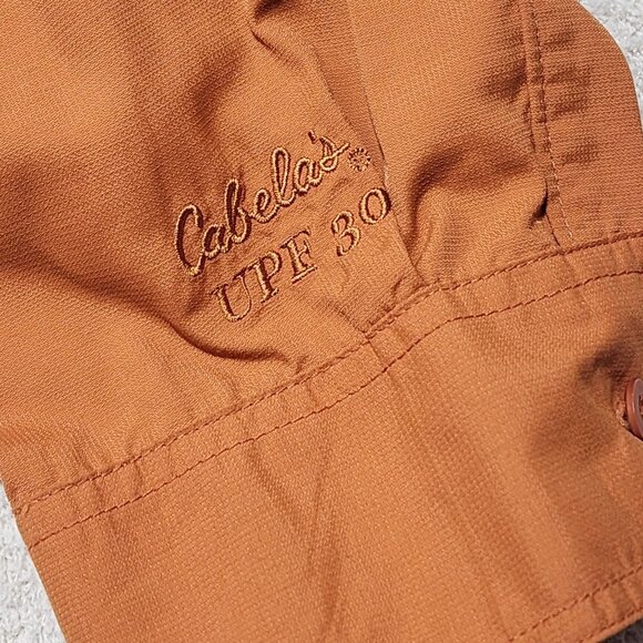 Cabelas Mens XL Button-Up Rust Orange Nylon Shirt UPF 30 Sun Outdoor Fishing - Picture 6 of 9